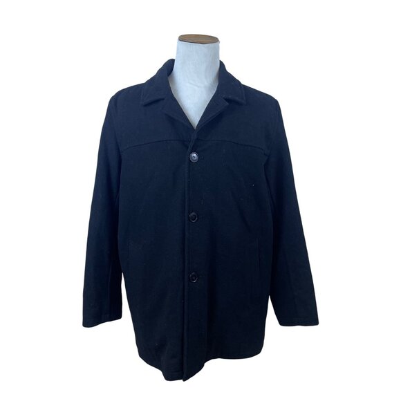 Tommy Hilfiger Mens Quilted Wool-Blend Black Coat With Button Closure Size XL - Picture 1 of 11